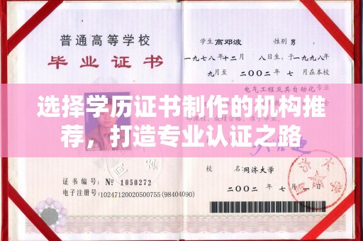 壤塘选择学历证书制作的机构推荐，打造专业认证之路