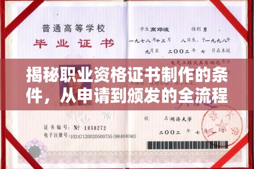 壤塘揭秘职业资格证书制作的条件，从申请到颁发的全流程解析