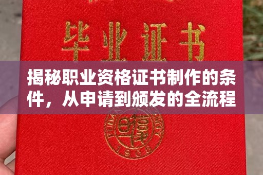 壤塘揭秘职业资格证书制作的条件，从申请到颁发的全流程解析