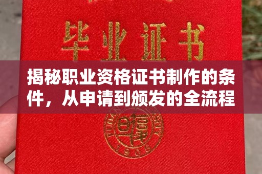 壤塘揭秘职业资格证书制作的条件，从申请到颁发的全流程解析